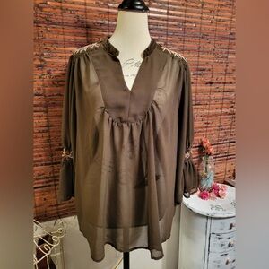 Carolina Belle Brown Sheer Blouse